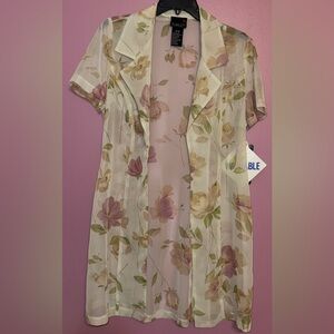 Scarlett Floral Sheer Jacket in Cream and Green